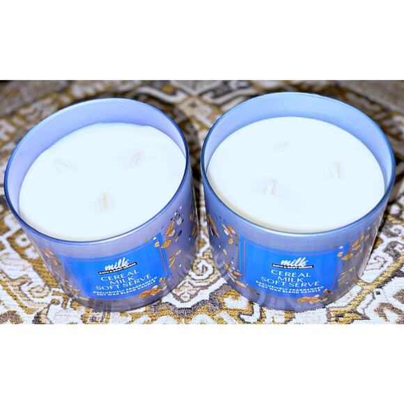 Lot of 2 Bath & Body Works Cereal Milk Bar Soft Serve Large 3-Wick Candle 14.5oz - Picture 4 of 4
